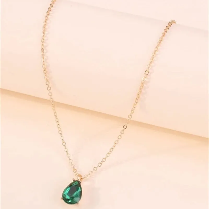 Vintage Drop Water Pendant Necklace Gold For Women Chain Jewelry