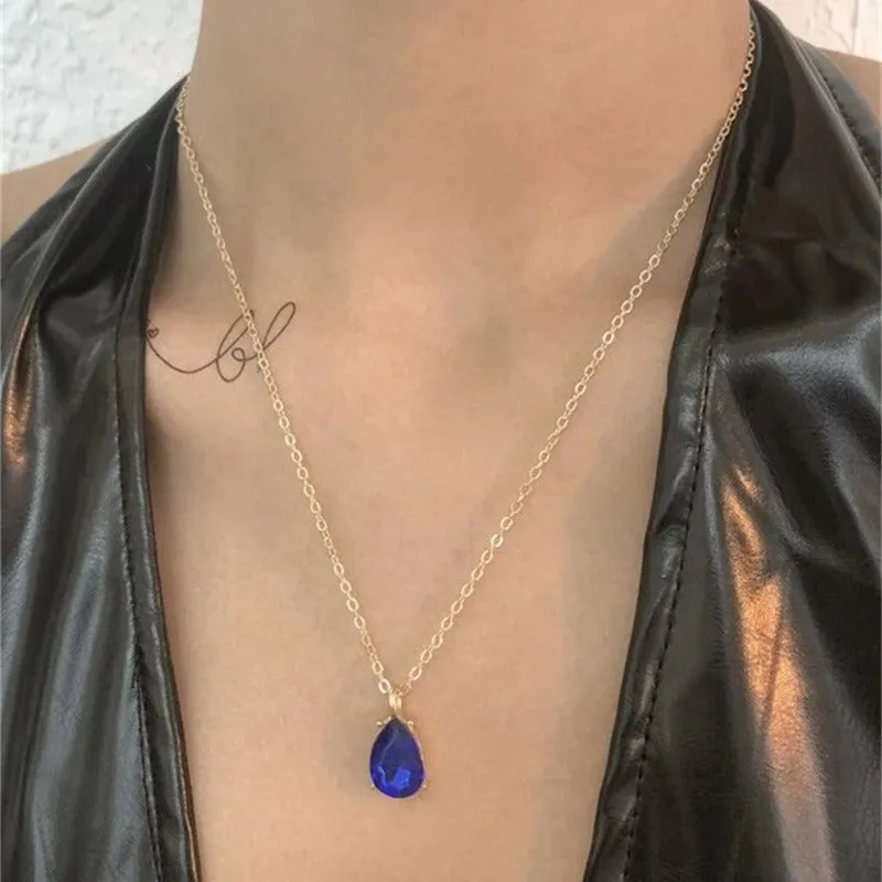 Vintage Drop Water Pendant Necklace Gold For Women Chain Jewelry