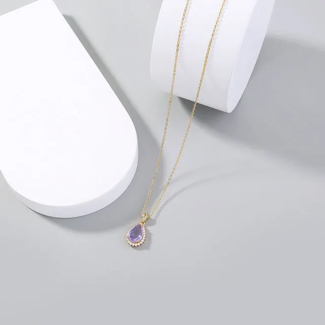 Vintage Drop Water Pendant Necklace Gold For Women Chain Jewelry