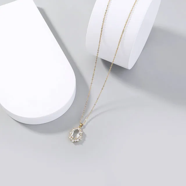 Vintage Drop Water Pendant Necklace Gold For Women Chain Jewelry