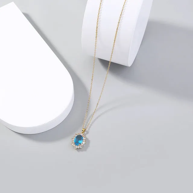Vintage Drop Water Pendant Necklace Gold For Women Chain Jewelry