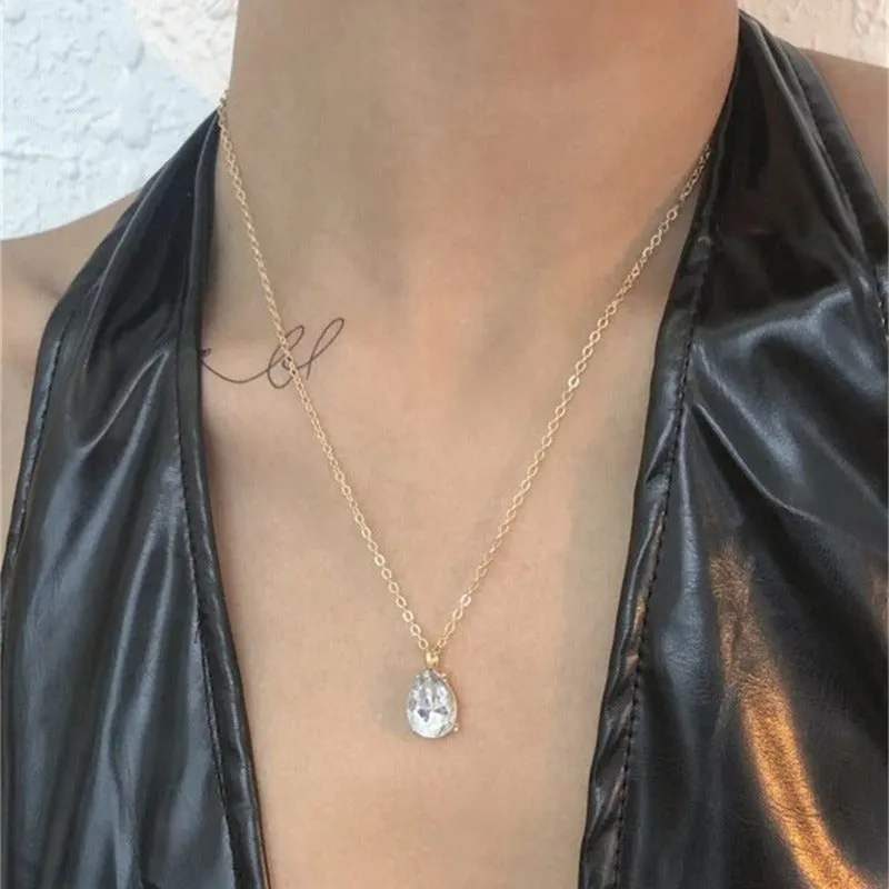 Vintage Drop Water Pendant Necklace Gold For Women Chain Jewelry