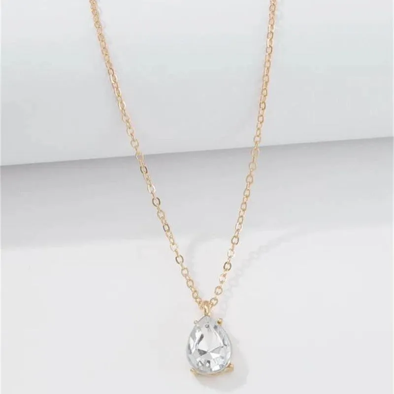 Vintage Drop Water Pendant Necklace Gold For Women Chain Jewelry