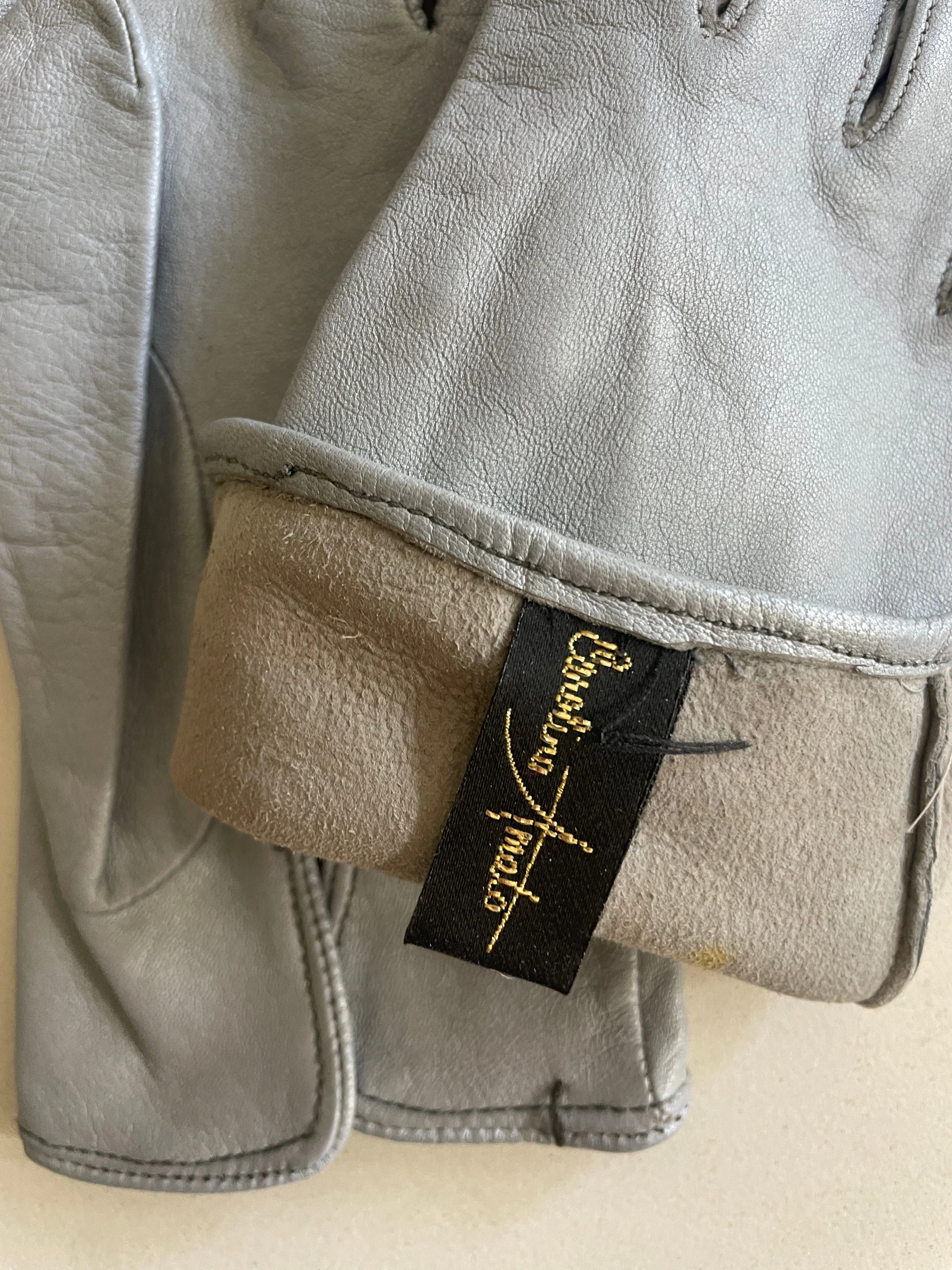 Vintage Gray Kid Leather Gloves