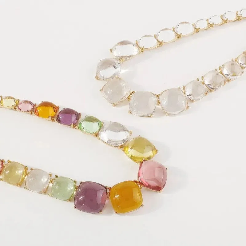 Vintage Square Jelly Jewelry set For Women Anniversaire Jewelry