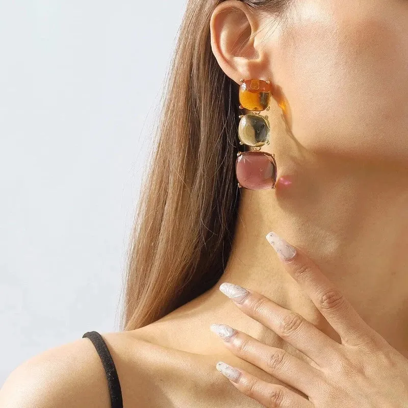 Vintage Square Jelly Jewelry set For Women Anniversaire Jewelry