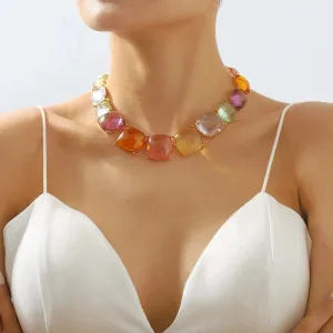 Vintage Square Jelly Jewelry set For Women Anniversaire Jewelry