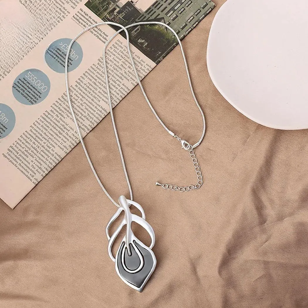 Vintage Statement Goth Hollow Leaf Collares Necklace for Women
