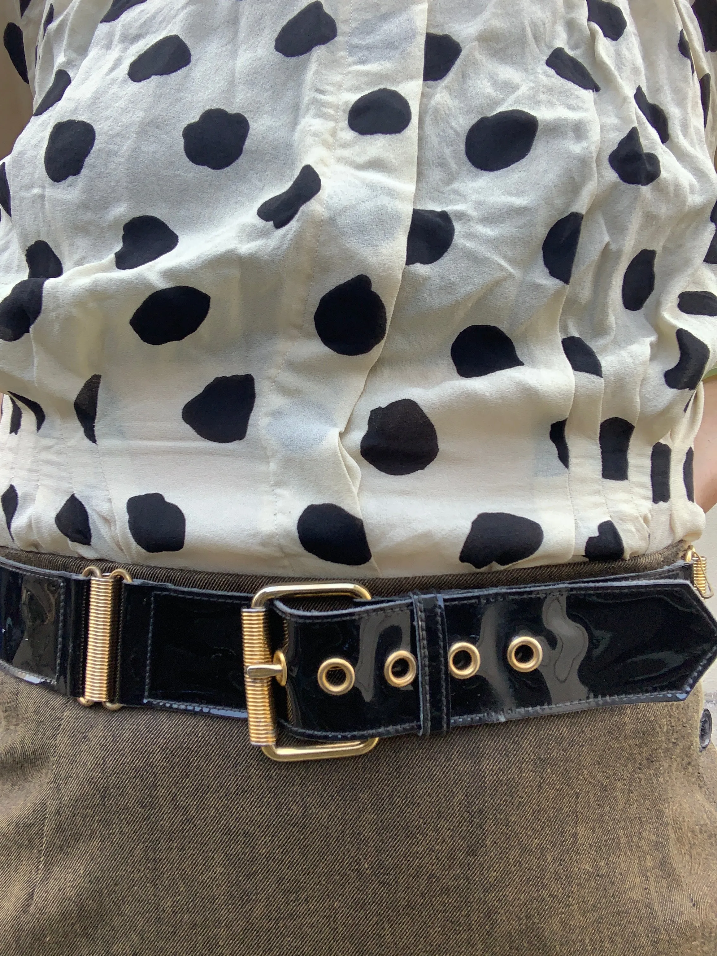 Vintage YSL Yves Saint Laurent Patent Leather Black Belt