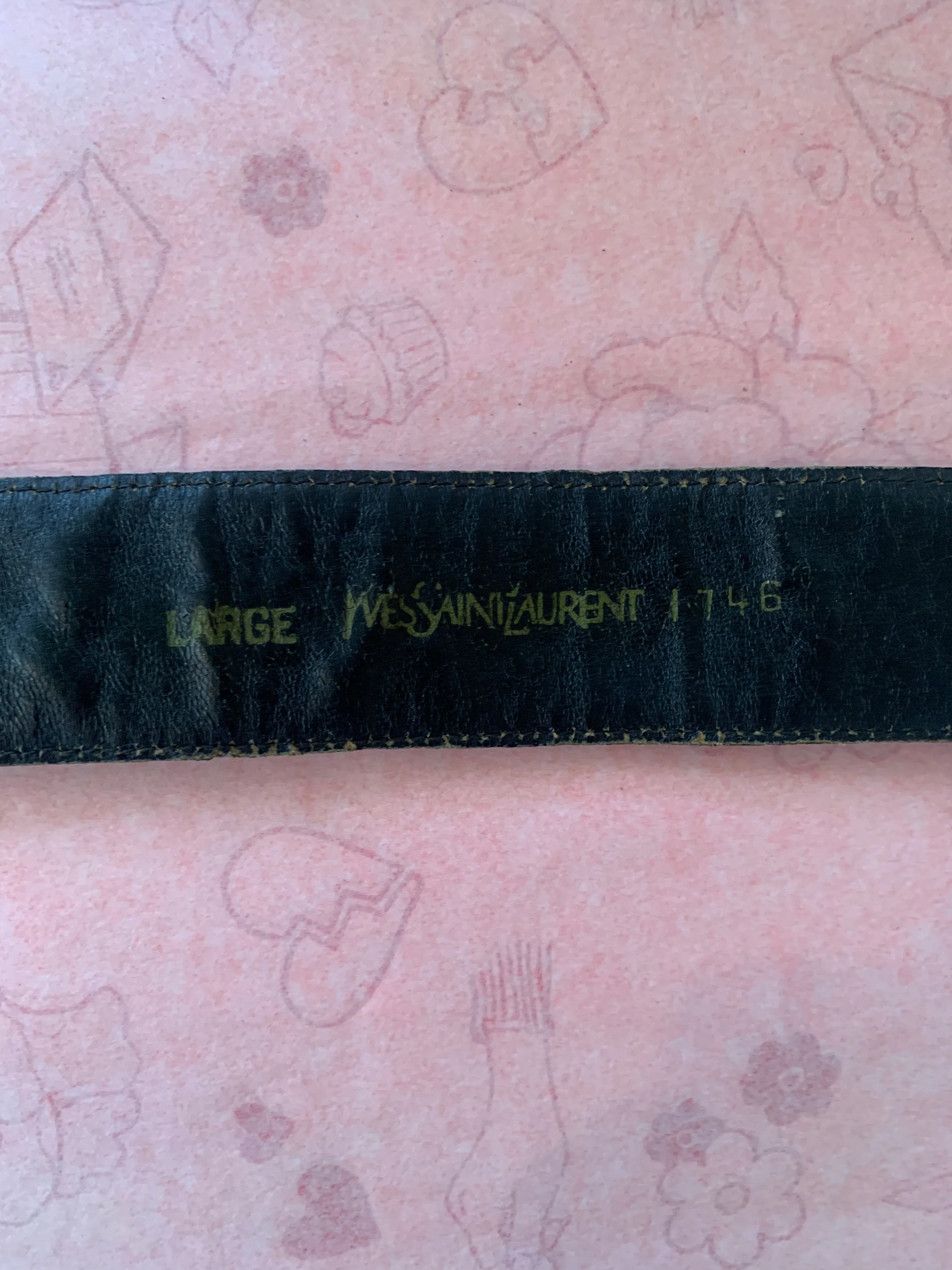 Vintage YSL Yves Saint Laurent Patent Leather Black Belt