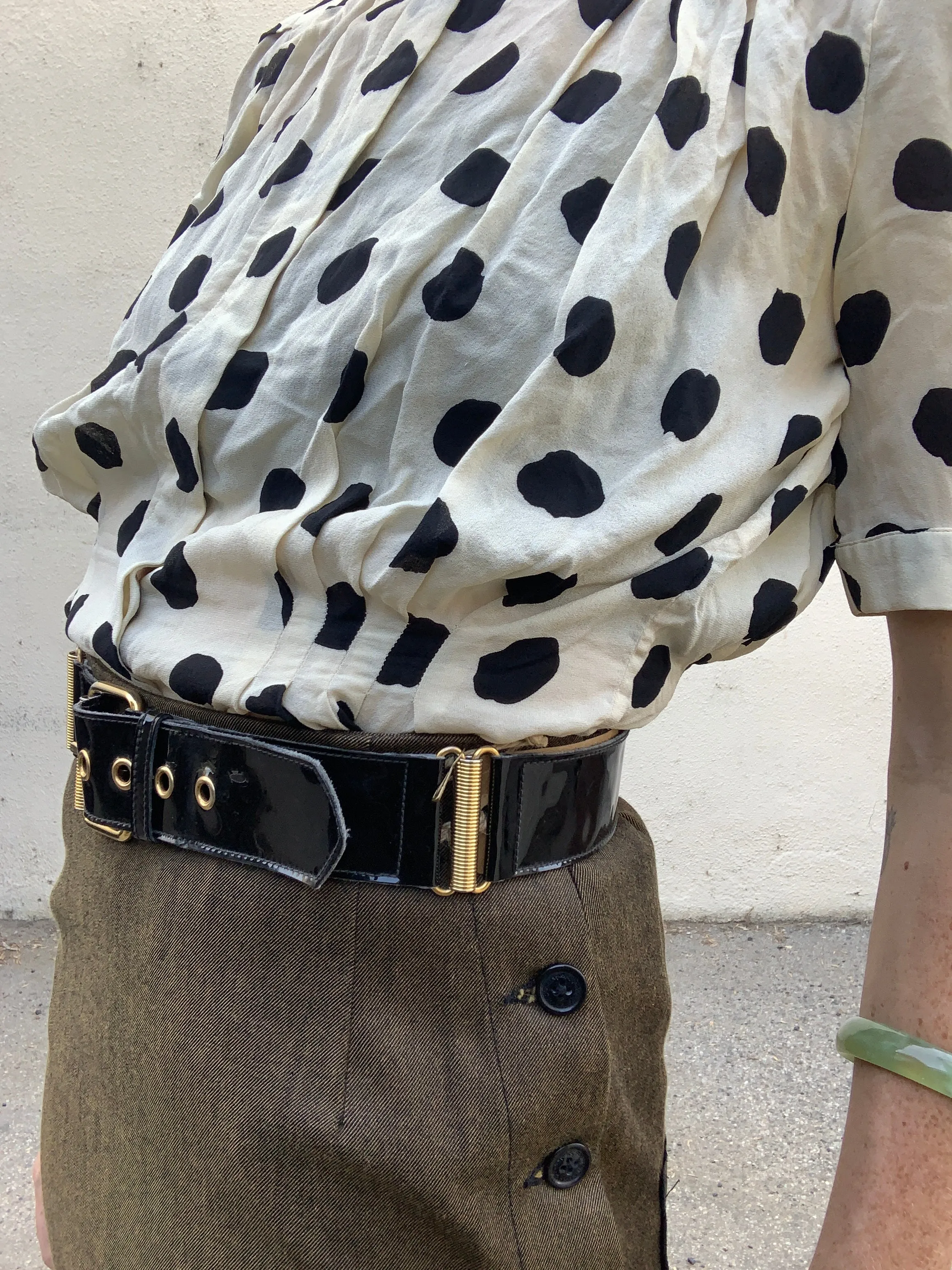 Vintage YSL Yves Saint Laurent Patent Leather Black Belt