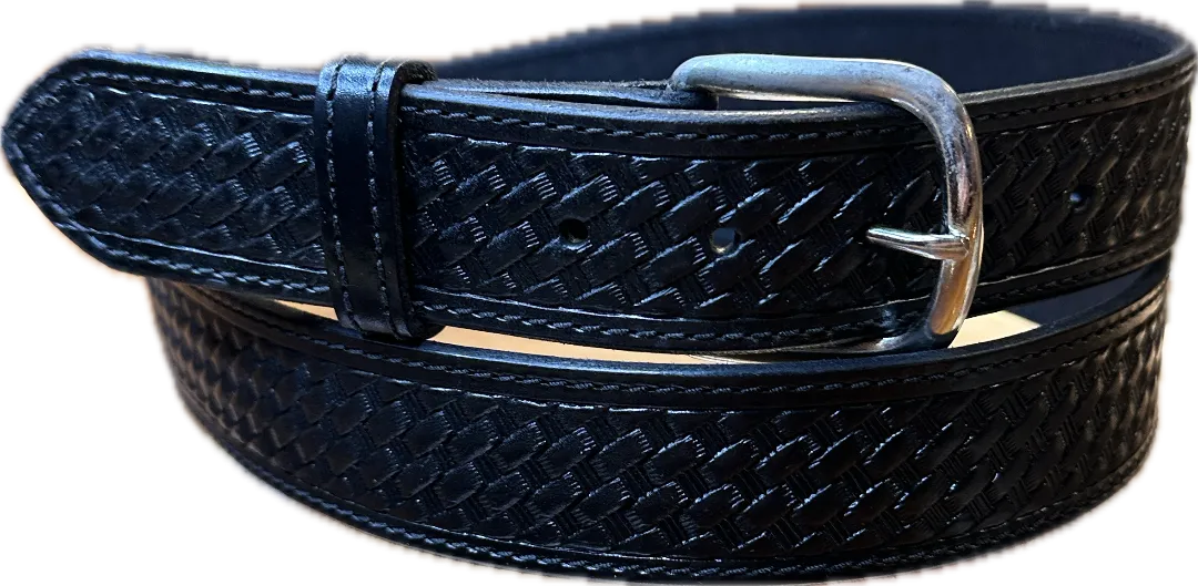 Visalia Black Uniform Basket Weave Patterned Belt