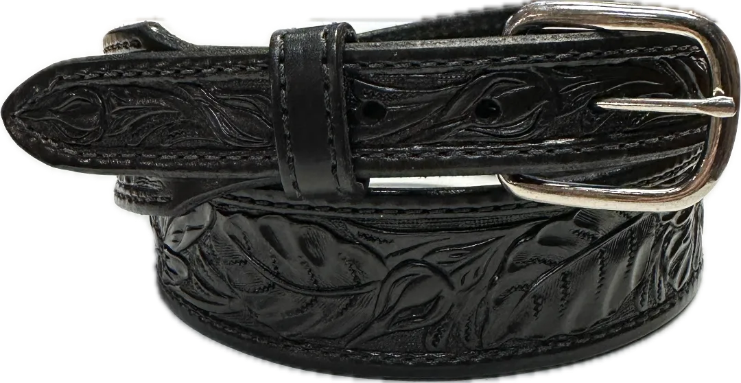 Visalia Black Wild Rose Tapered Patterned Belt
