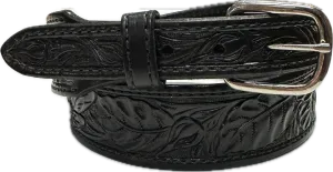 Visalia Black Wild Rose Tapered Patterned Belt
