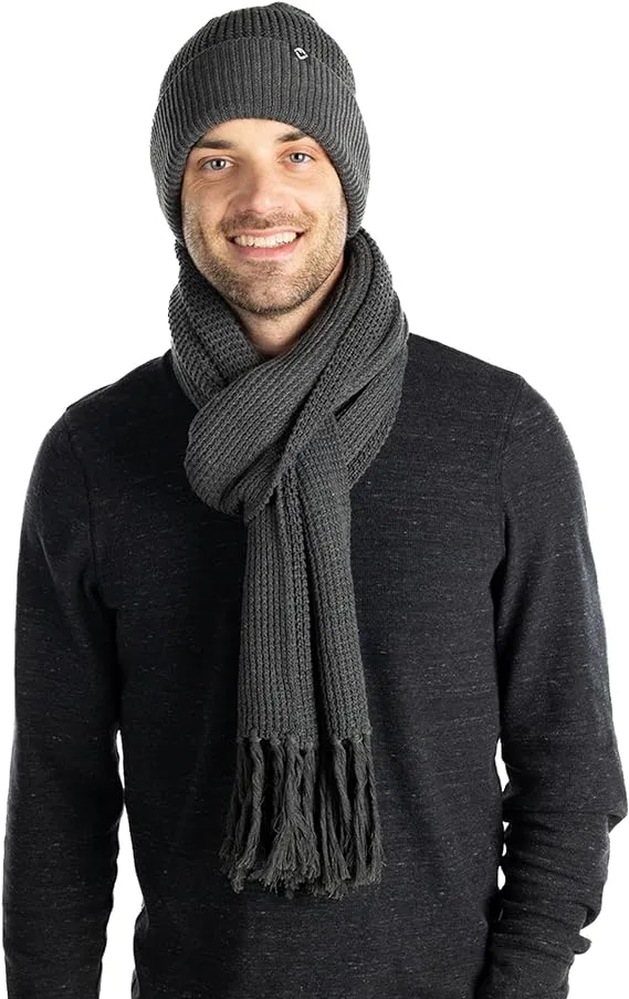 Waffle Knit Beanie & Scarf Set by Funky Junque
