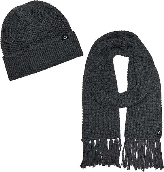 Waffle Knit Beanie & Scarf Set by Funky Junque