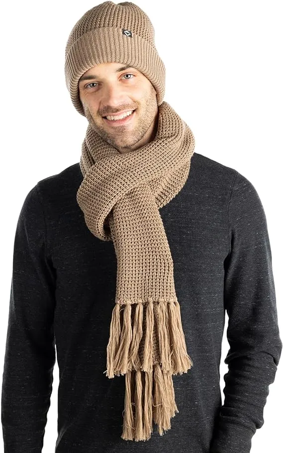 Waffle Knit Beanie & Scarf Set by Funky Junque