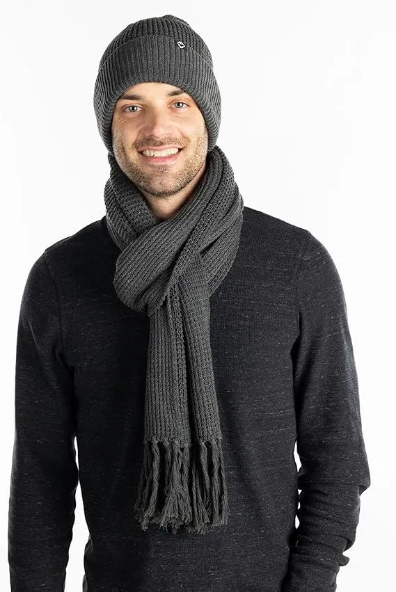 Waffle Knit Beanie & Scarf Set by Funky Junque