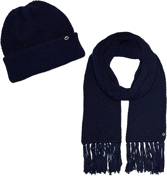 Waffle Knit Beanie & Scarf Set by Funky Junque