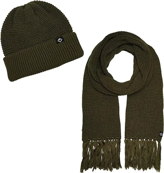 Waffle Knit Beanie & Scarf Set by Funky Junque