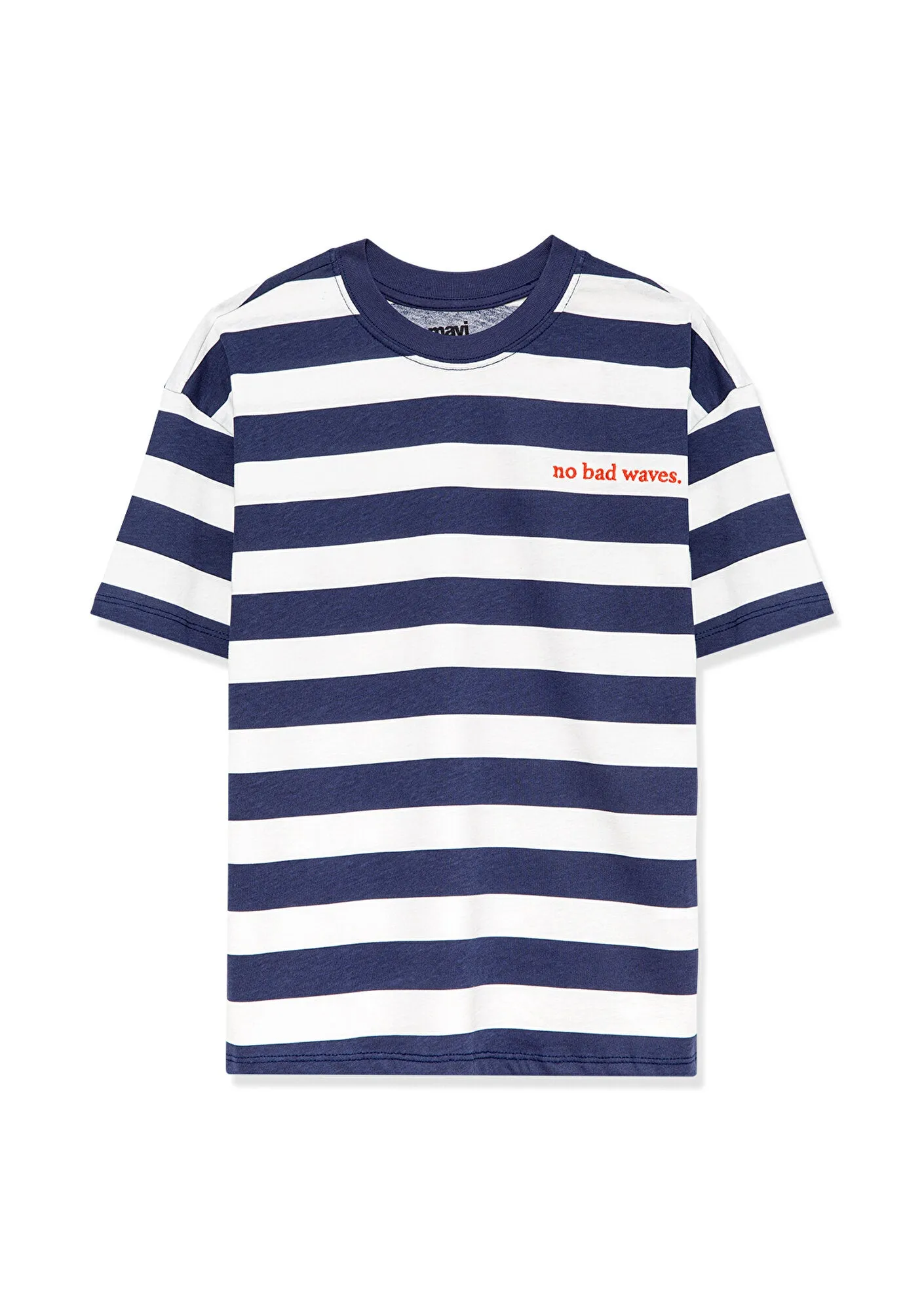 Waves Printed Navy Striped T-Shirt