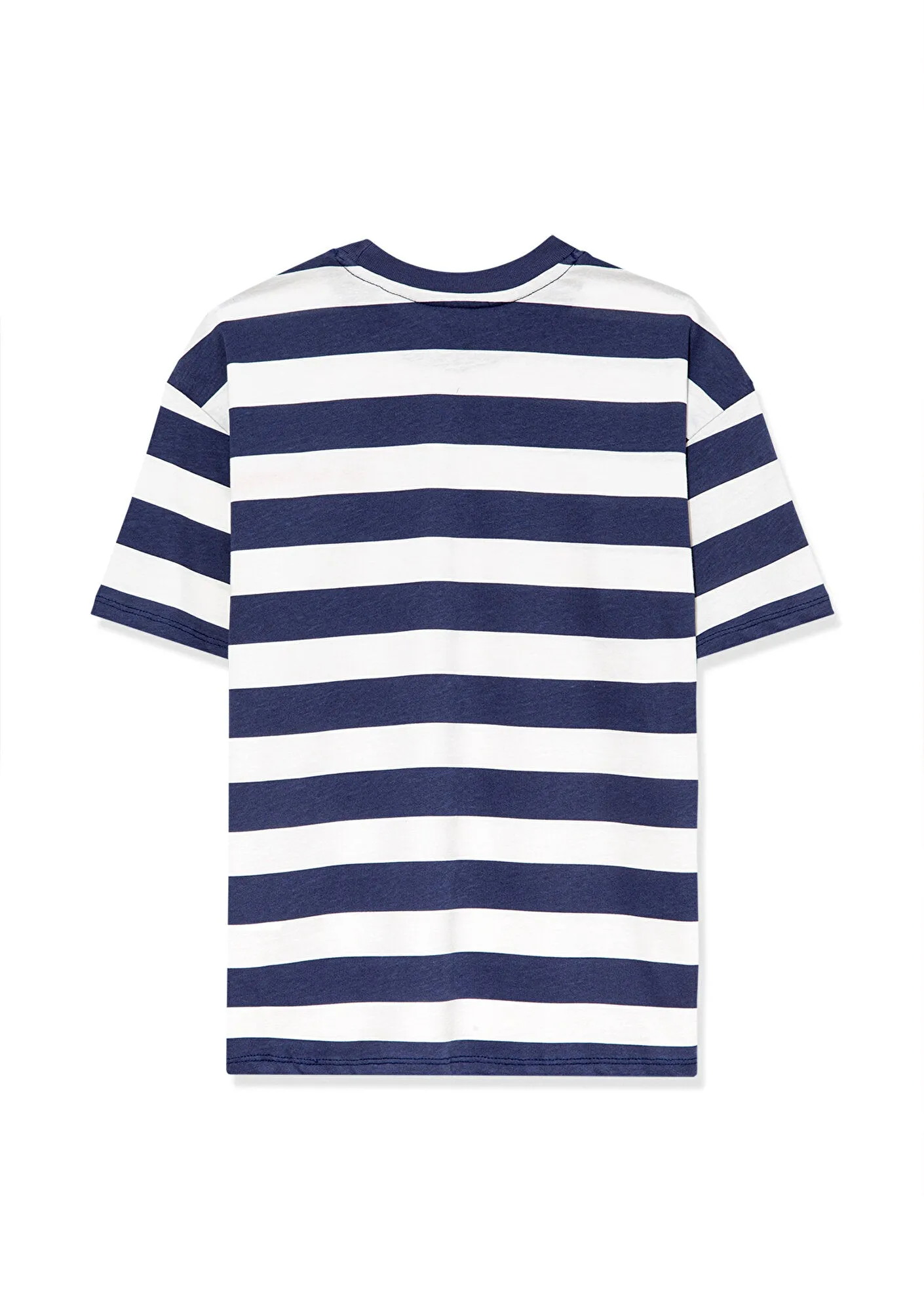 Waves Printed Navy Striped T-Shirt