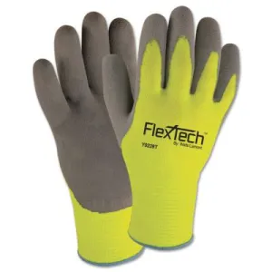 Wells Lamont FlexTech Hi-Visibility Knit Thermal Gloves w/Latex Palm, X-Large, Gray/Green, Y9239TXL