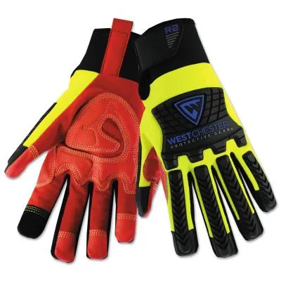 WEST CHESTER Extreme Work 5 Dex Fingerless Gloves, Synthetic Leather, Medium, Black/Gray, 89307/M