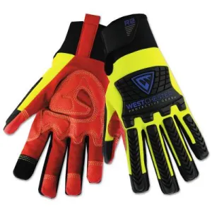 WEST CHESTER Extreme Work 5 Dex Fingerless Gloves, Synthetic Leather, Medium, Black/Gray, 89307/M