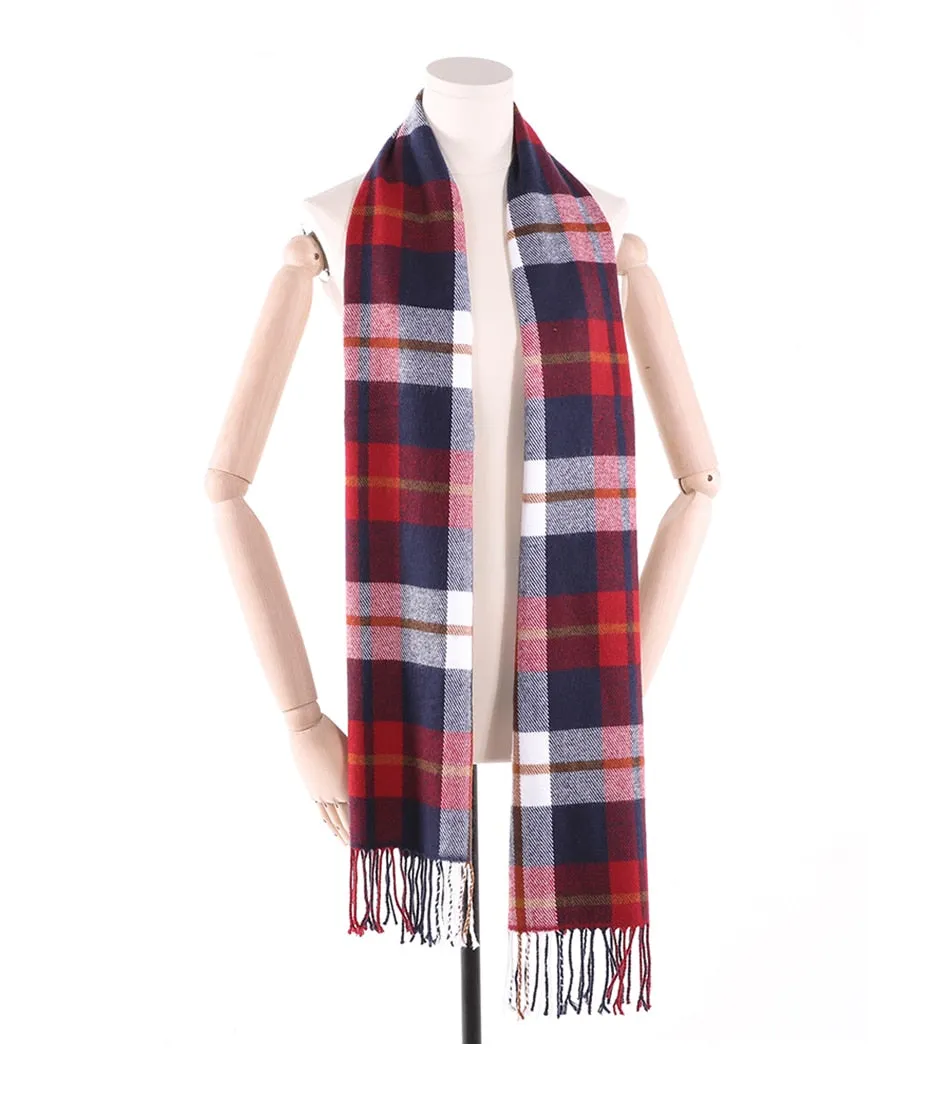 West Louis™ Winter Foulard Plaid Scarves