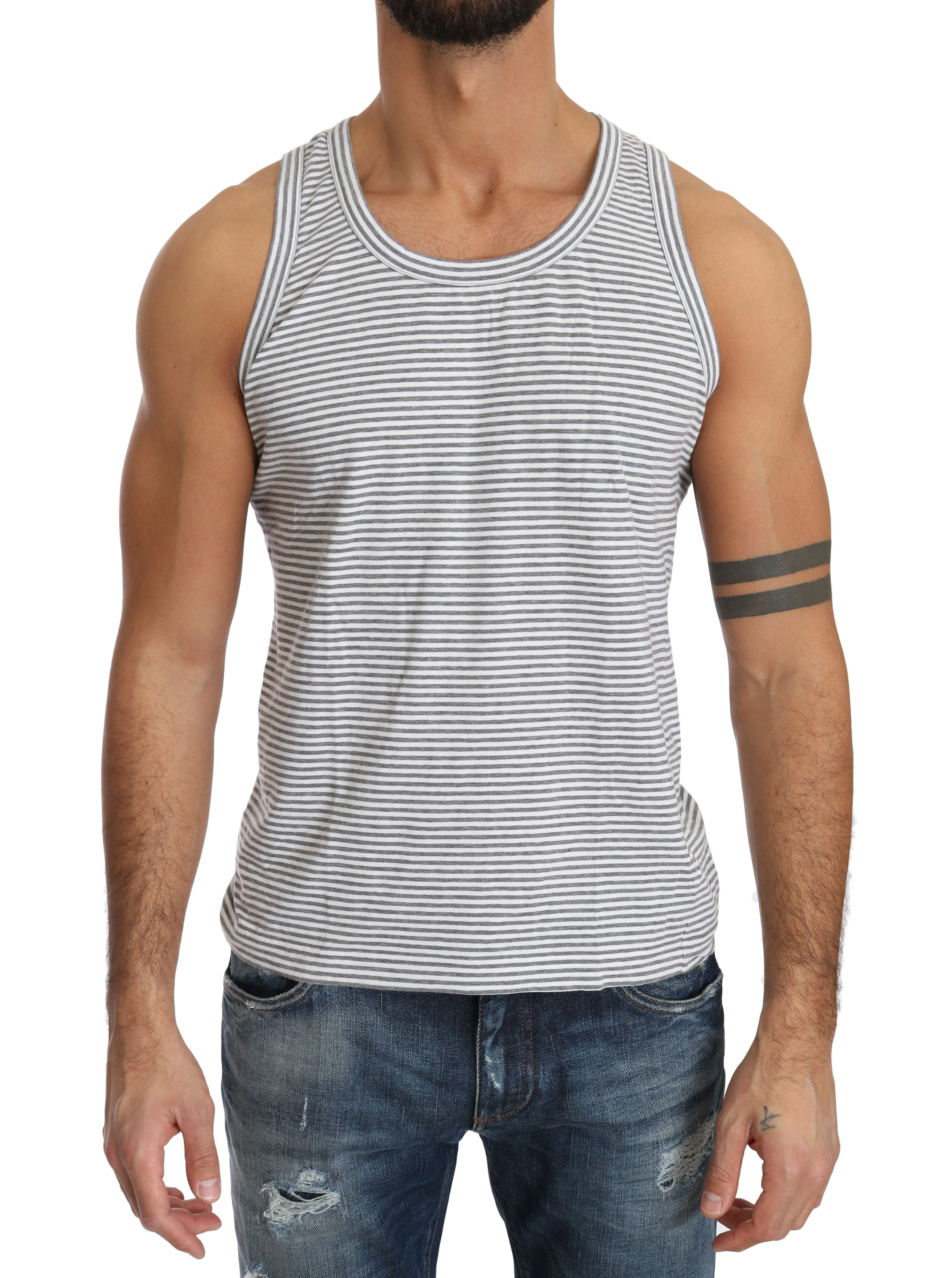 White Cotton Striped Underwear  Top