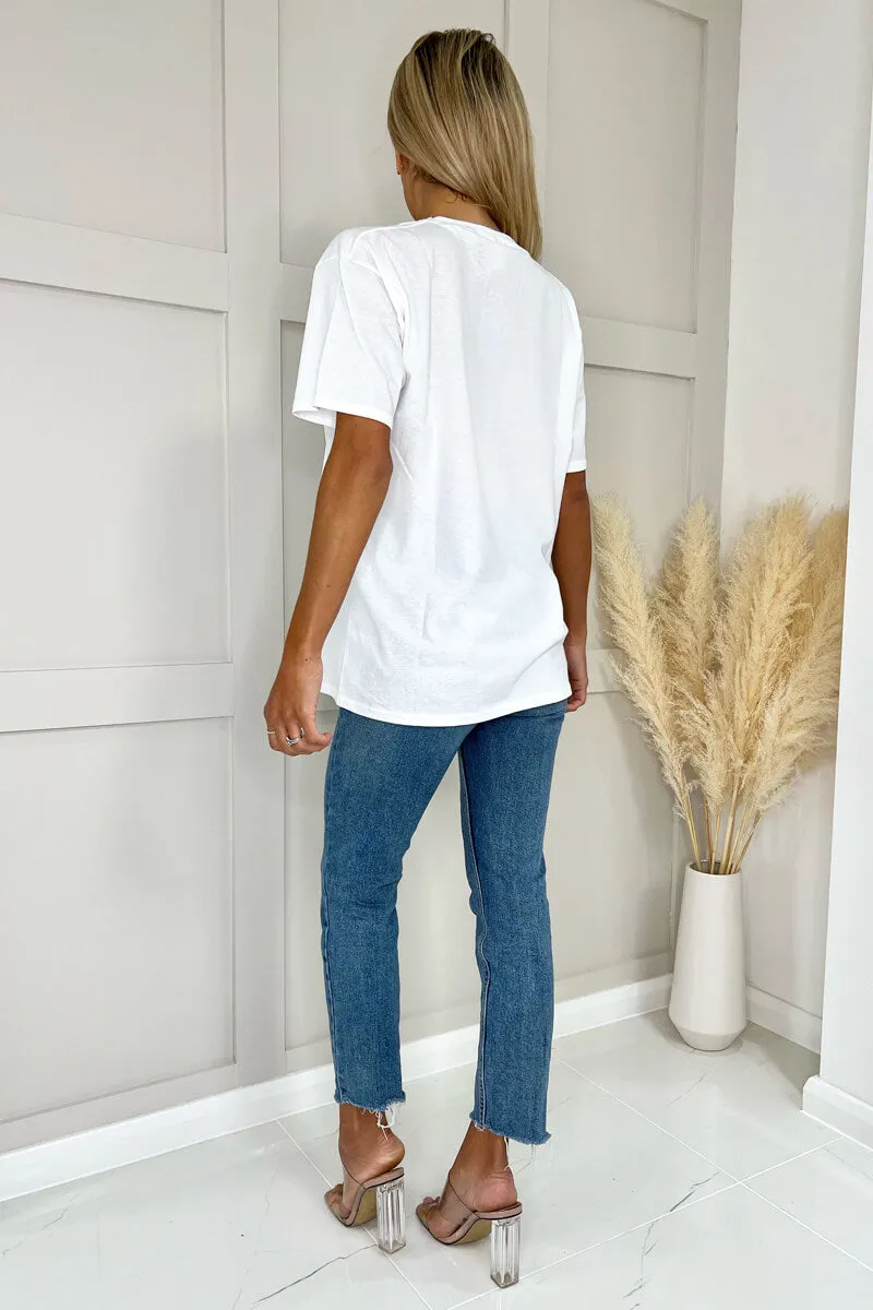 White Fashion Slogan T-Shirt