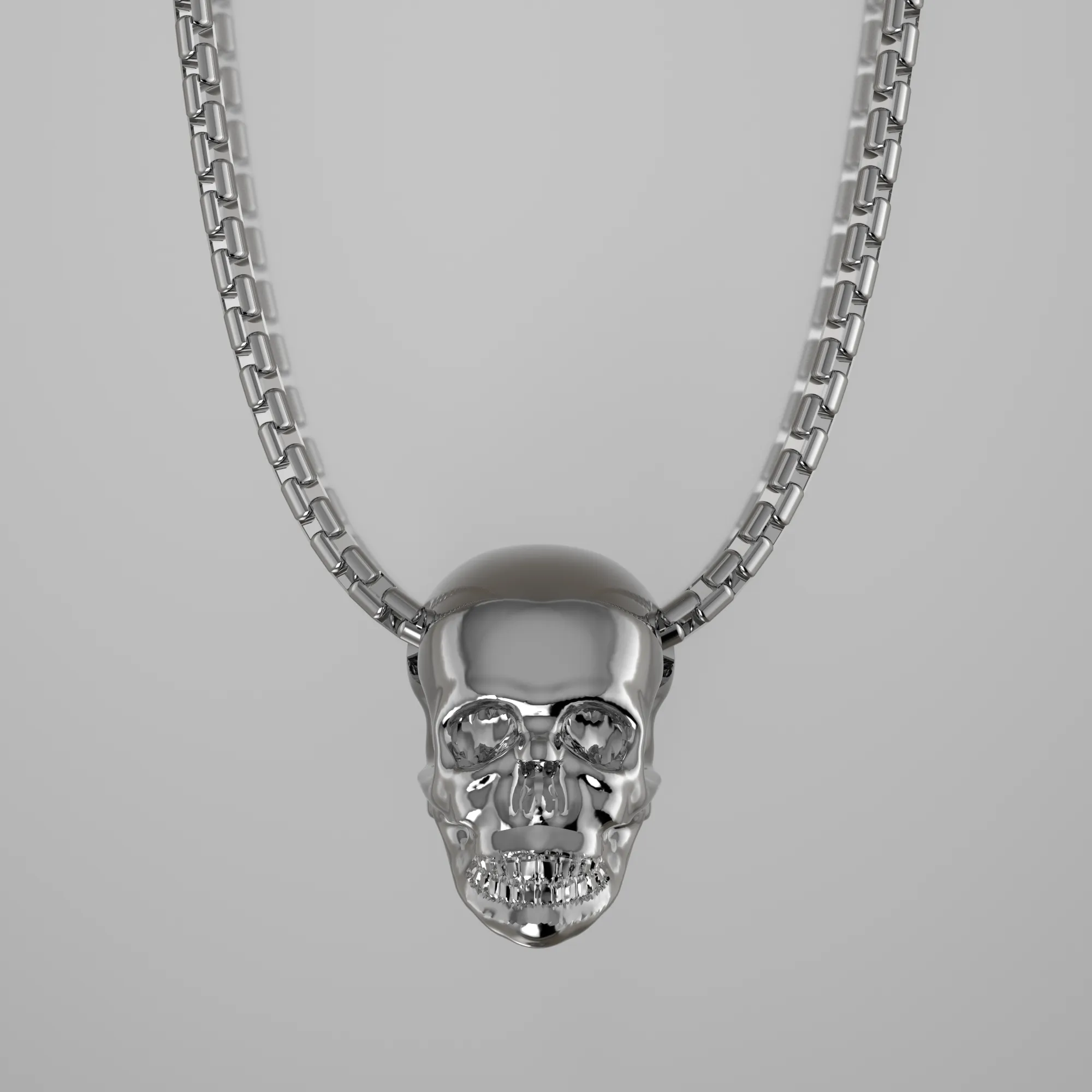 White Gold Skull Necklace