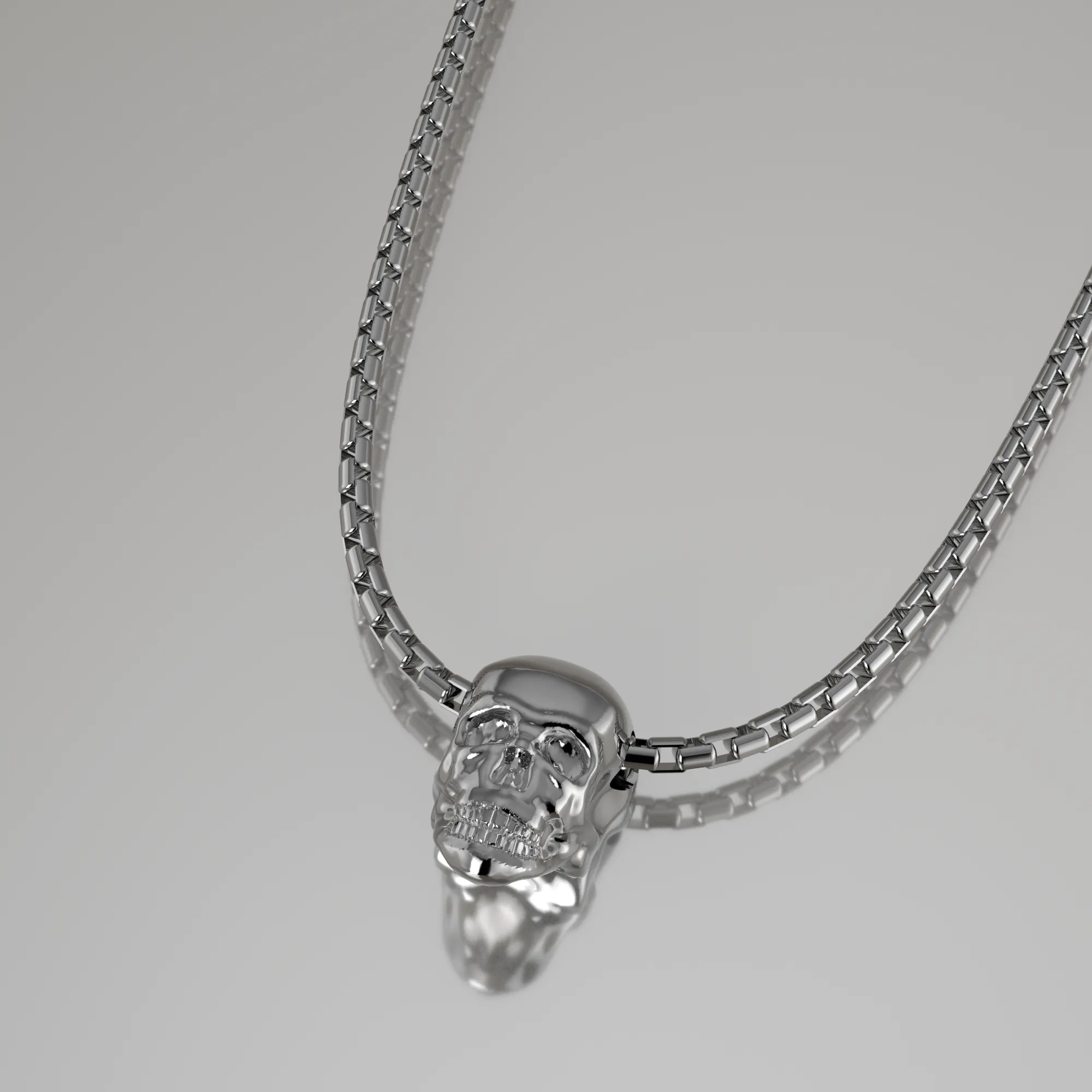 White Gold Skull Necklace