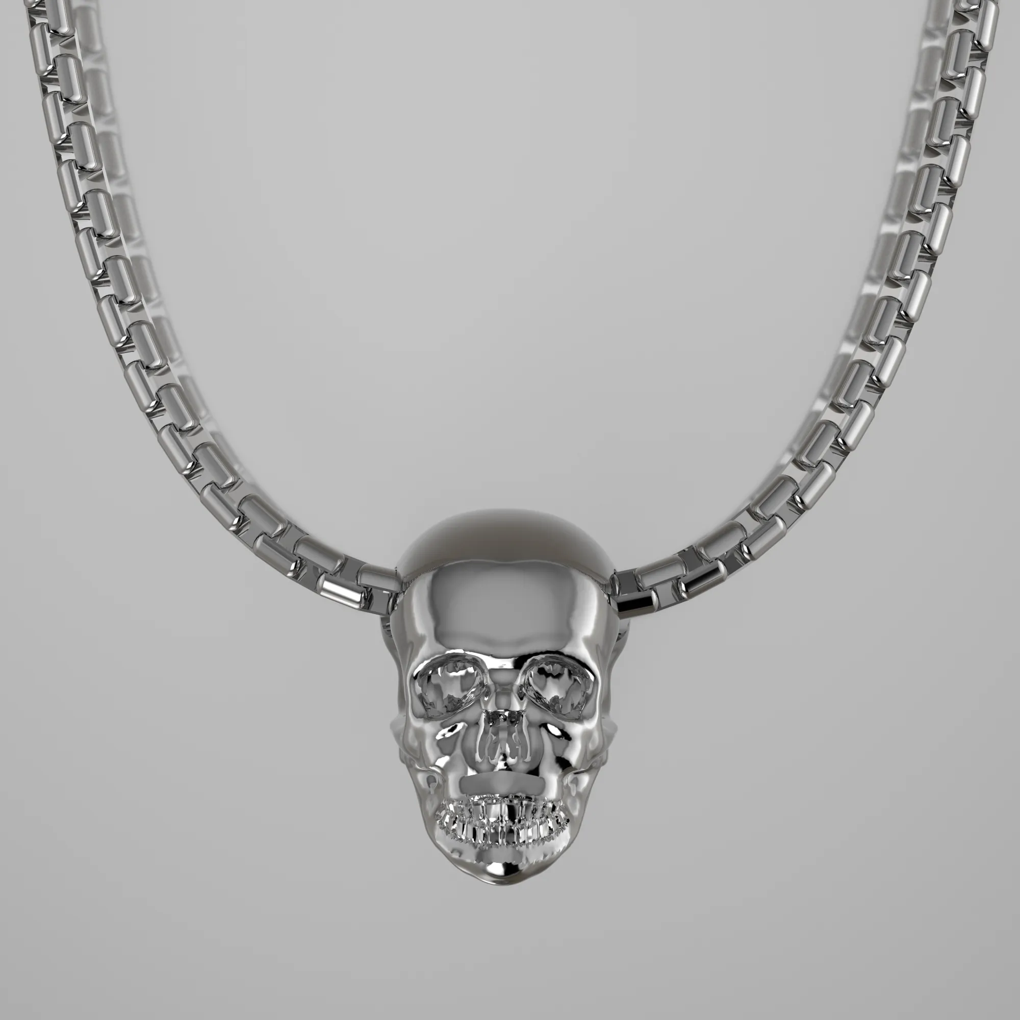 White Gold Skull Necklace