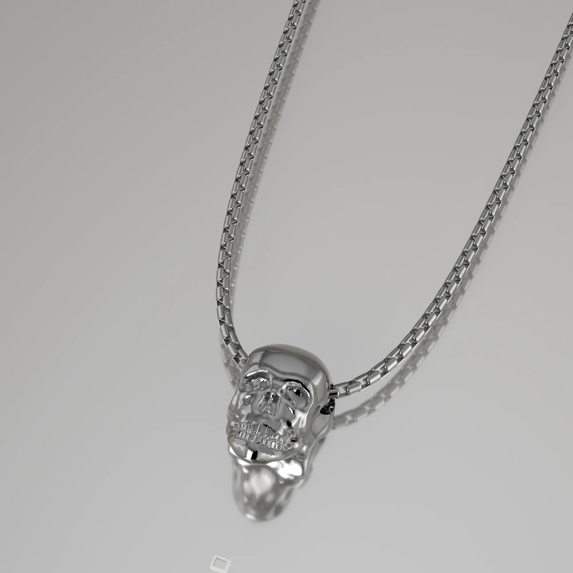 White Gold Skull Necklace