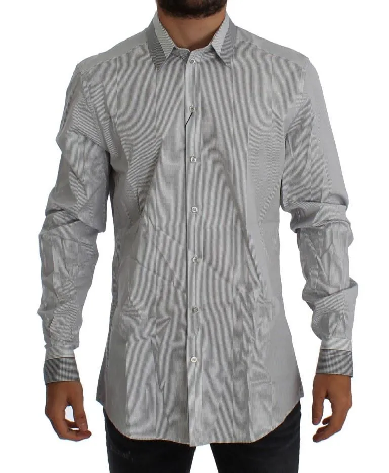 White Gray GOLD Slim Fit Dress Shirt