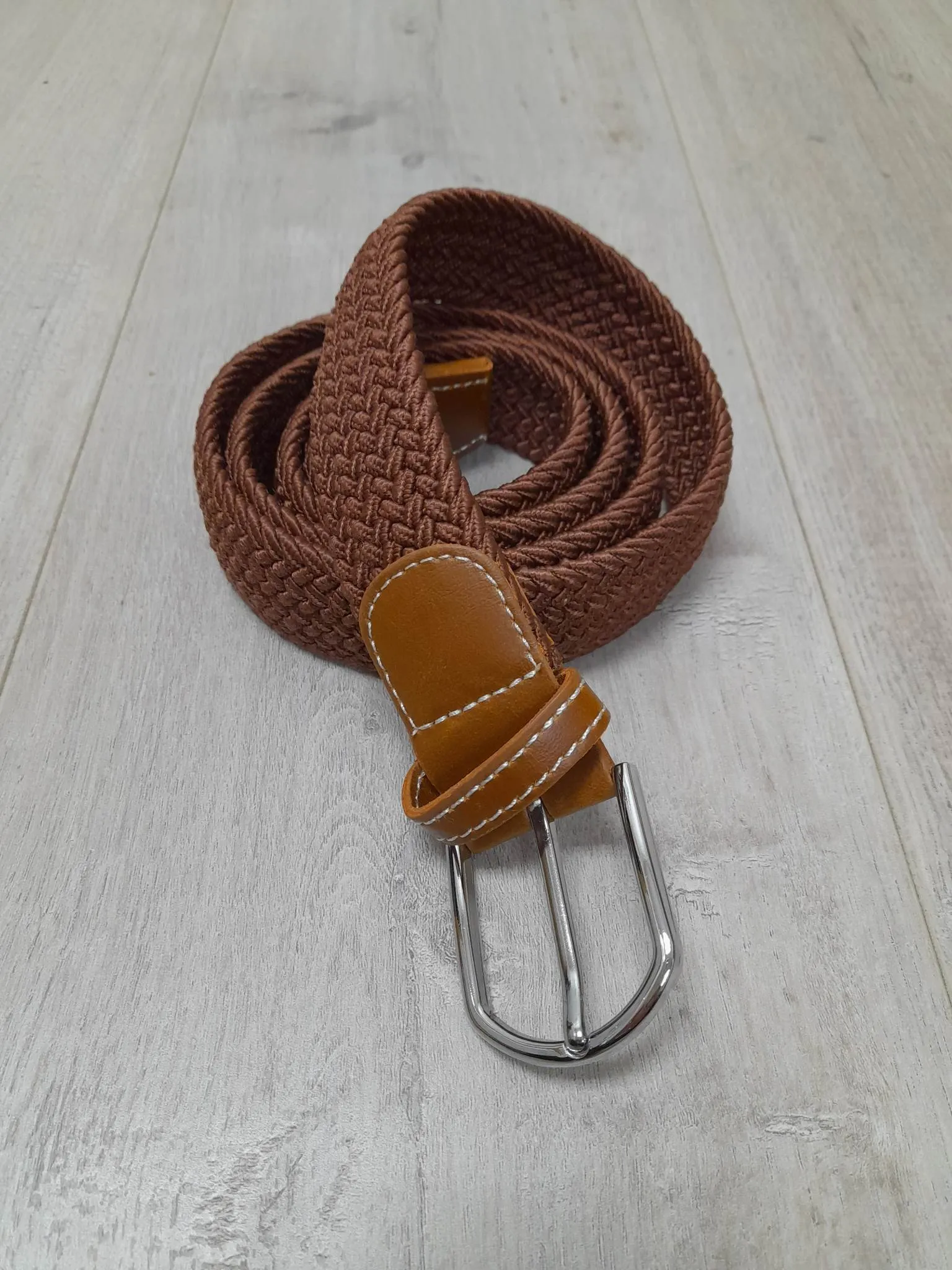 Wide Woven Belt - Brown