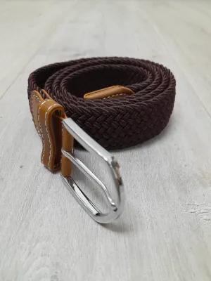 Wide Woven Belt - Deep Brown