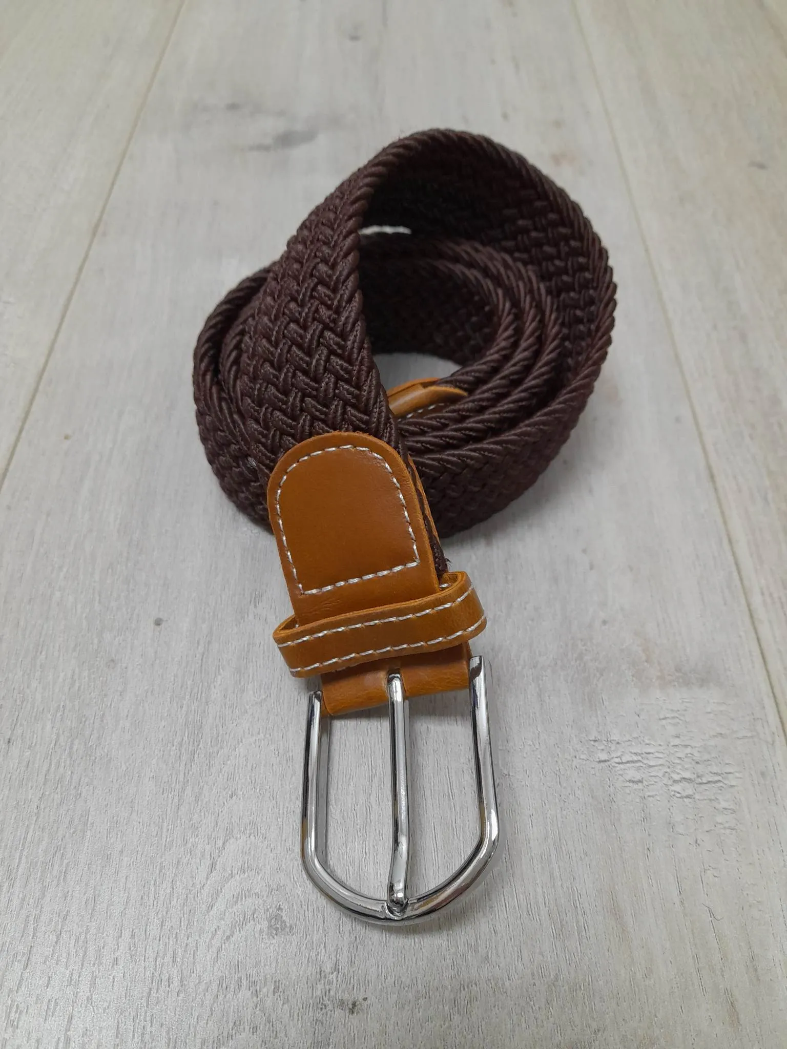 Wide Woven Belt - Deep Brown