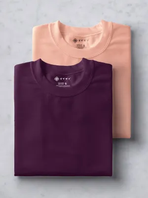 Wine & Peach T shirts Combo
