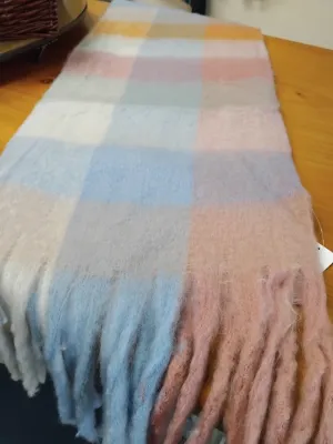 Winter Check Long Tassel Scarf ~ Fay