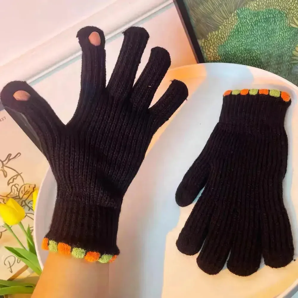 Winter Gloves for Men Women Teens Cute Cat and Bird Printed Thermal Knitted Gloves, Windproof Winter Warm Mittens Glove Soft