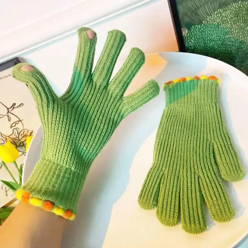 Winter Gloves for Men Women Teens Cute Cat and Bird Printed Thermal Knitted Gloves, Windproof Winter Warm Mittens Glove Soft