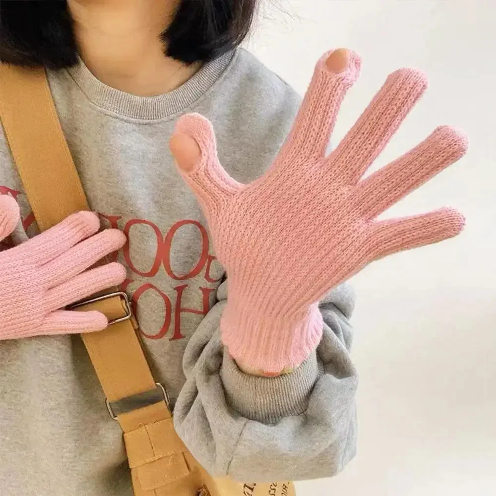 Winter Gloves for Men Women Teens Cute Cat and Bird Printed Thermal Knitted Gloves, Windproof Winter Warm Mittens Glove Soft