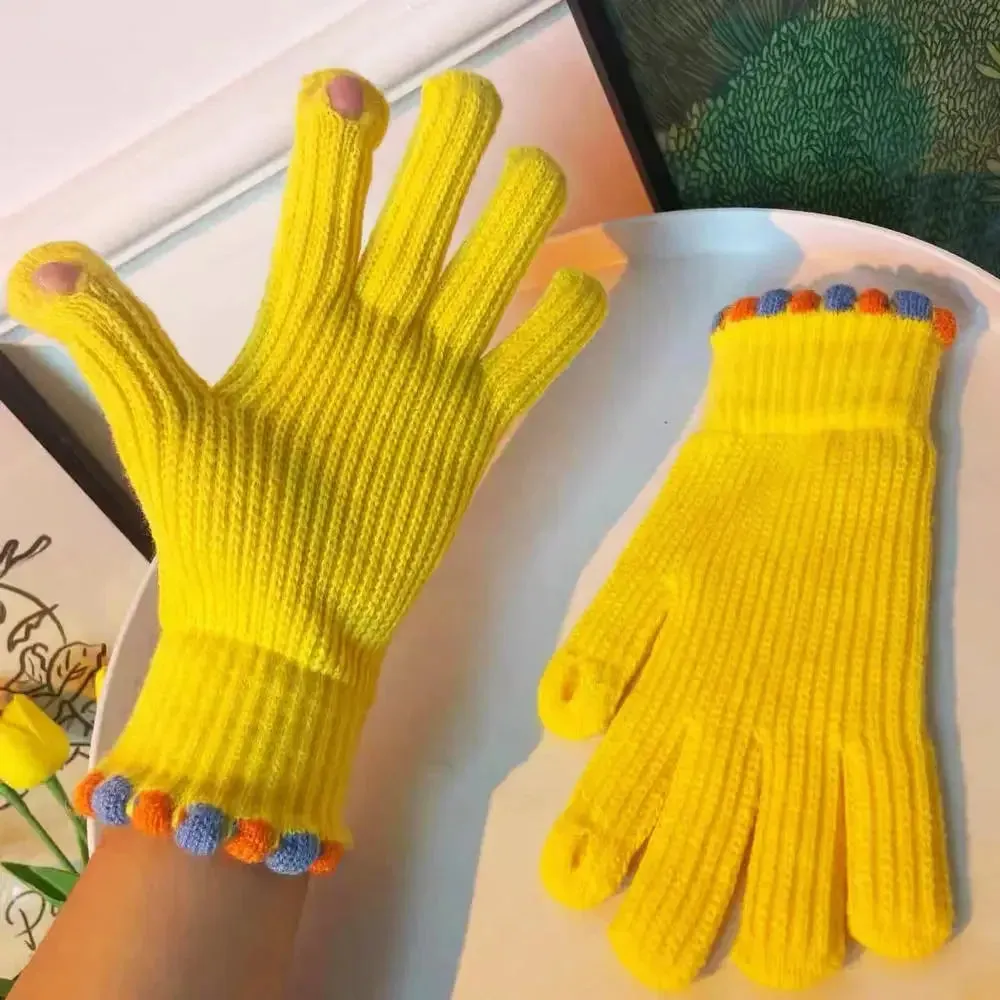 Winter Gloves for Men Women Teens Cute Cat and Bird Printed Thermal Knitted Gloves, Windproof Winter Warm Mittens Glove Soft