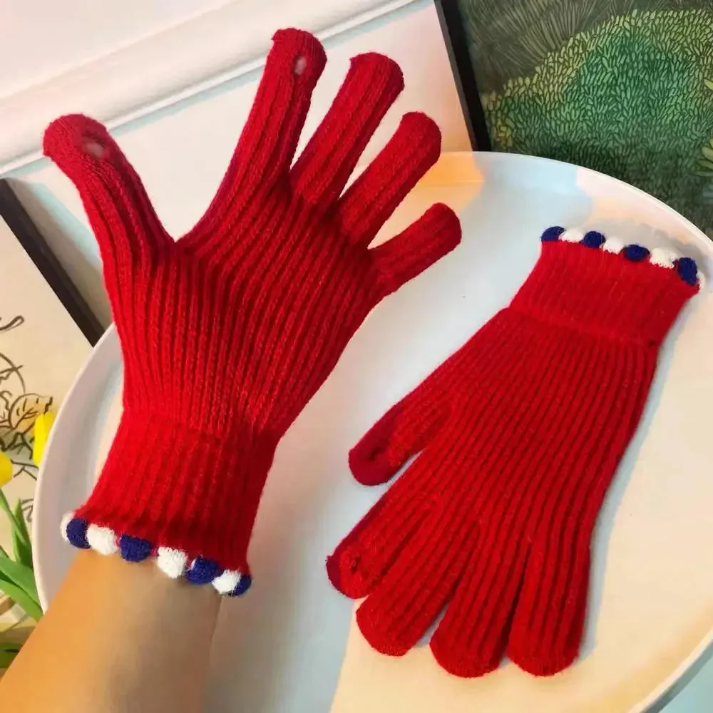 Winter Gloves for Men Women Teens Cute Cat and Bird Printed Thermal Knitted Gloves, Windproof Winter Warm Mittens Glove Soft