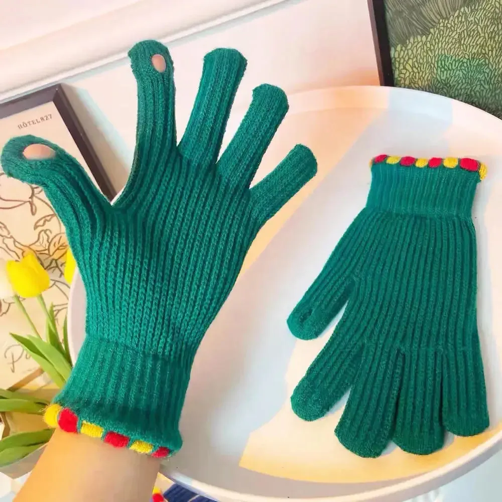 Winter Gloves for Men Women Teens Cute Cat and Bird Printed Thermal Knitted Gloves, Windproof Winter Warm Mittens Glove Soft