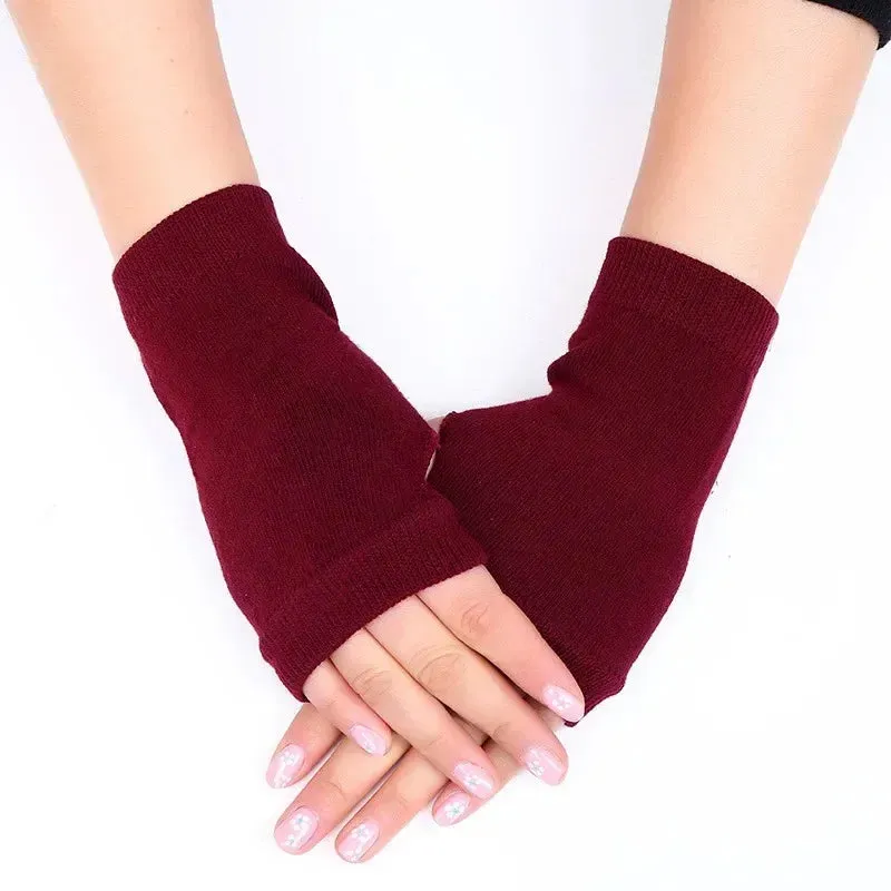 Winter Knitted Woolen Gloves Ins Fashion Y2K Men's Women's Half Finger Warm Five Pointed Star Fingerless Gloves Unisex