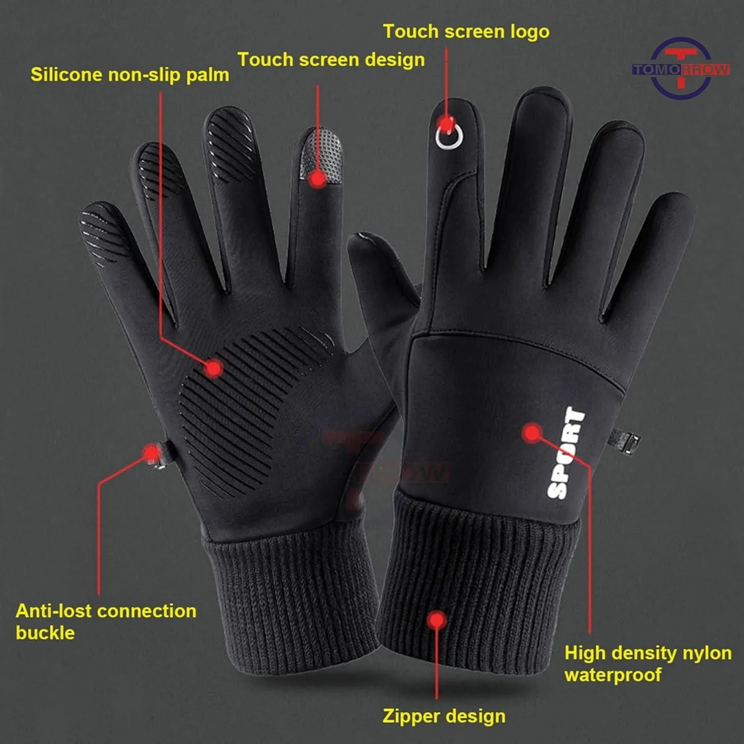 Winter Mens Women Gloves Warm Touchscreen Gloves Windproof Anti-Slip Gloves for Men Outdoor Sports Gloves Thermo Handschoenen